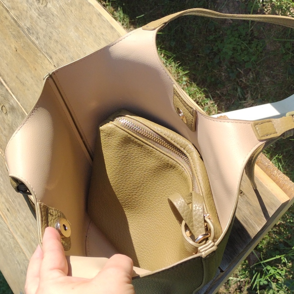 Small Antik Kraft Solene 2-in-1 Shoulder Bag Tote In Vegan Leather - Picture 4 of 11